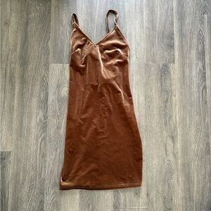 Brown Velvet Slip Dress